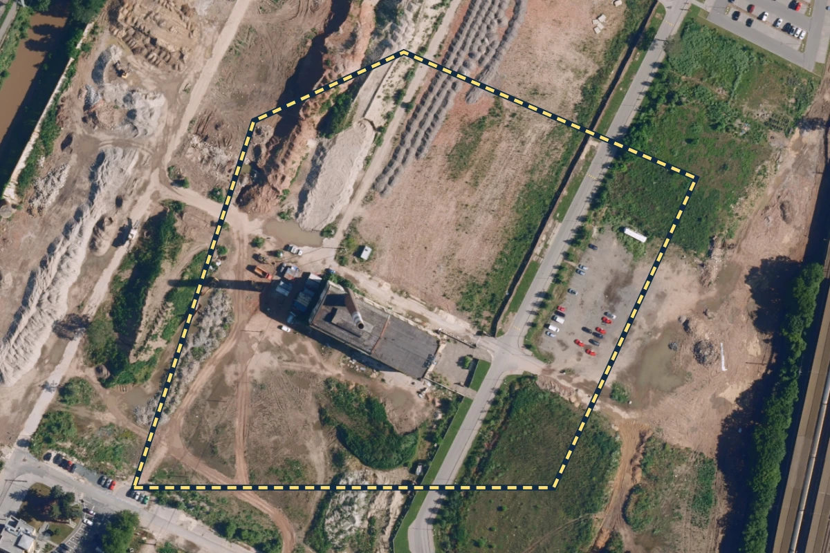 Nová Zbrojovka: Historical aerial view · orientation area