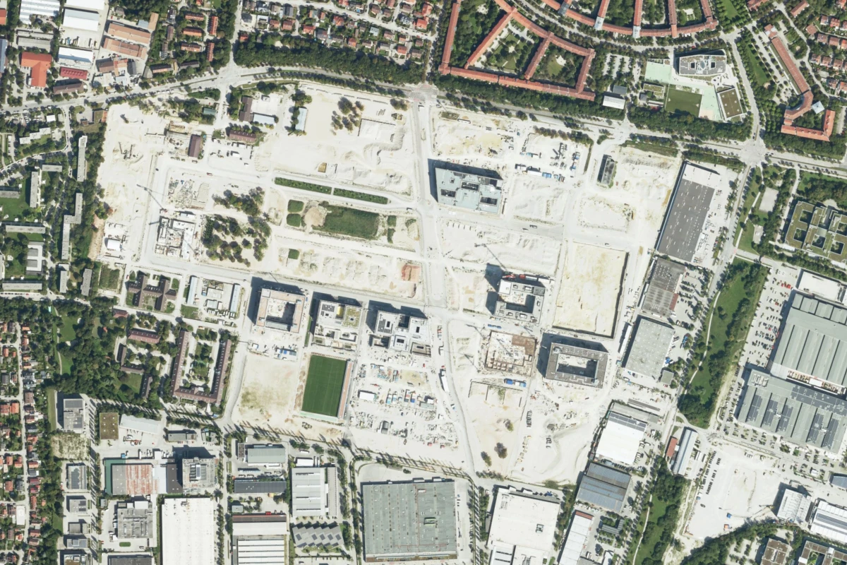Munich–Neufreimann: Historical aerial view · district context