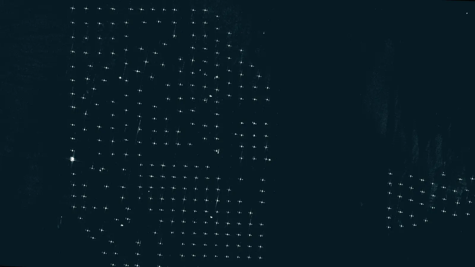 Sentinel-1 VV backscatter image over an offshore wind development area in the German North Sea on 19 June 2026, showing regularly spaced bright surface targets
