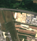 True-colour Sentinel-2 crop for T0, acquired 20 August 2023, showing the Fischamend observation area.